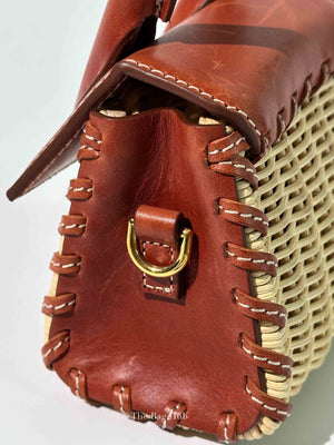 Jacquemus Brown Raffia/Calfskin Le Chiquito Osier Bag