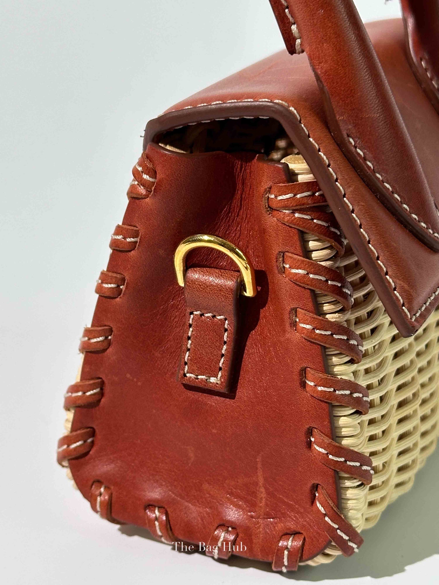 Jacquemus Brown Raffia/Calfskin Le Chiquito Osier Bag
