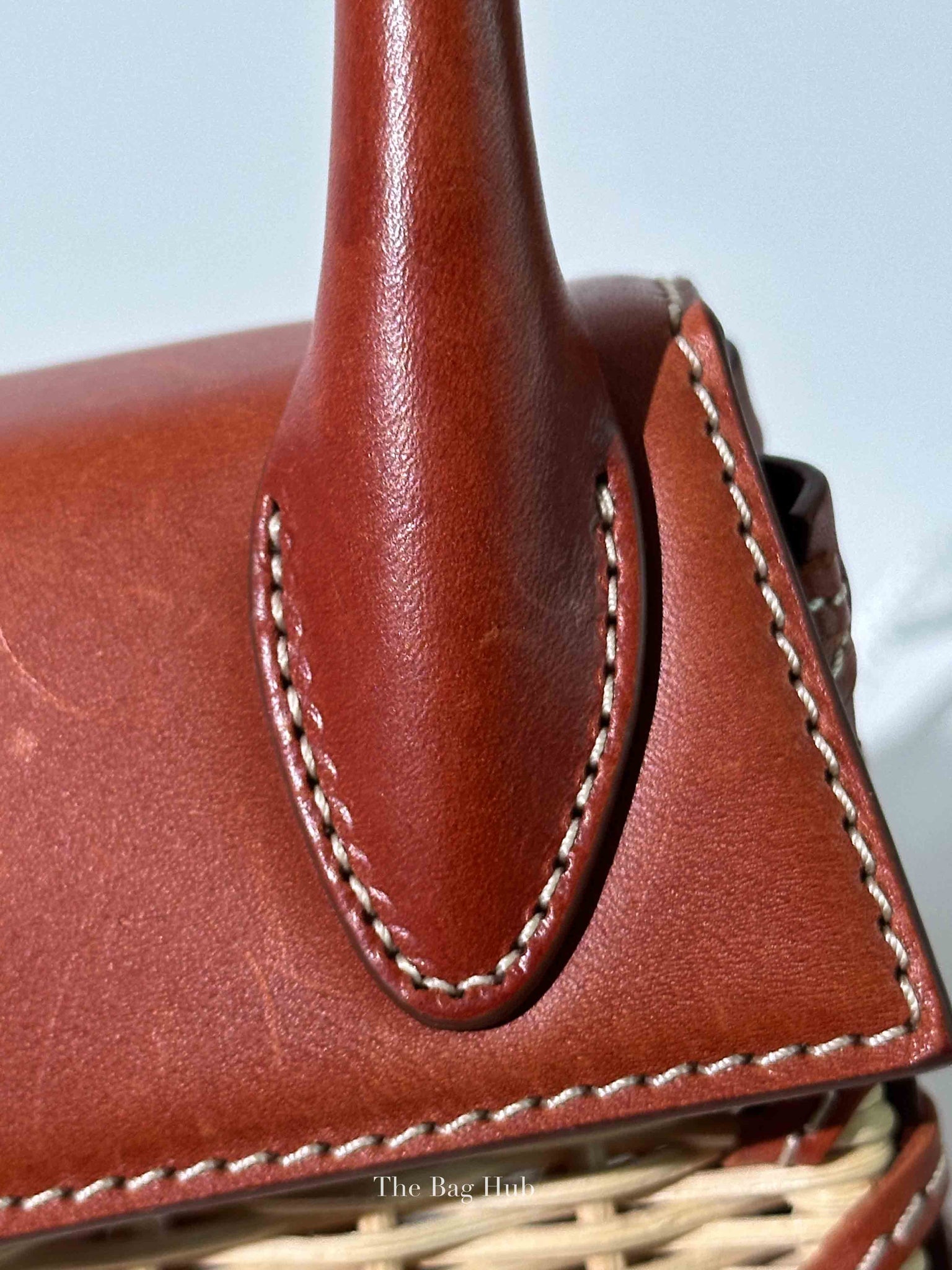 Jacquemus Brown Raffia/Calfskin Le Chiquito Osier Bag