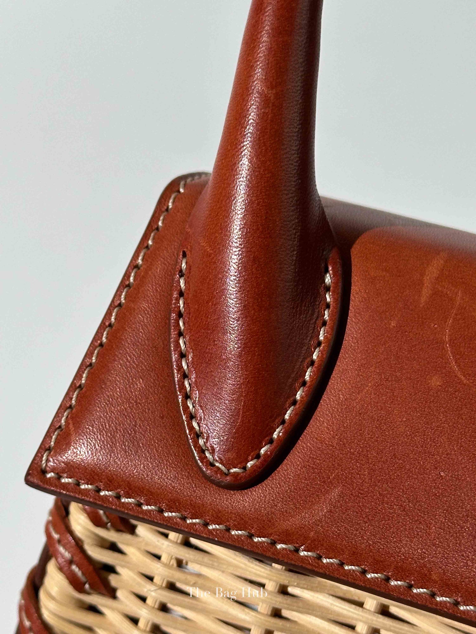 Jacquemus Brown Raffia/Calfskin Le Chiquito Osier Bag