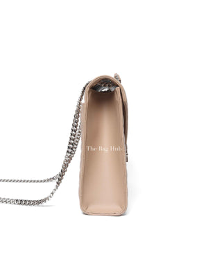 Saint Laurent Beige Grained Leather Quilted Chevron Large Envelope Flap Bag SHW
