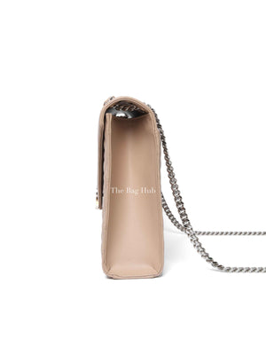 Saint Laurent Beige Grained Leather Quilted Chevron Large Envelope Flap Bag SHW
