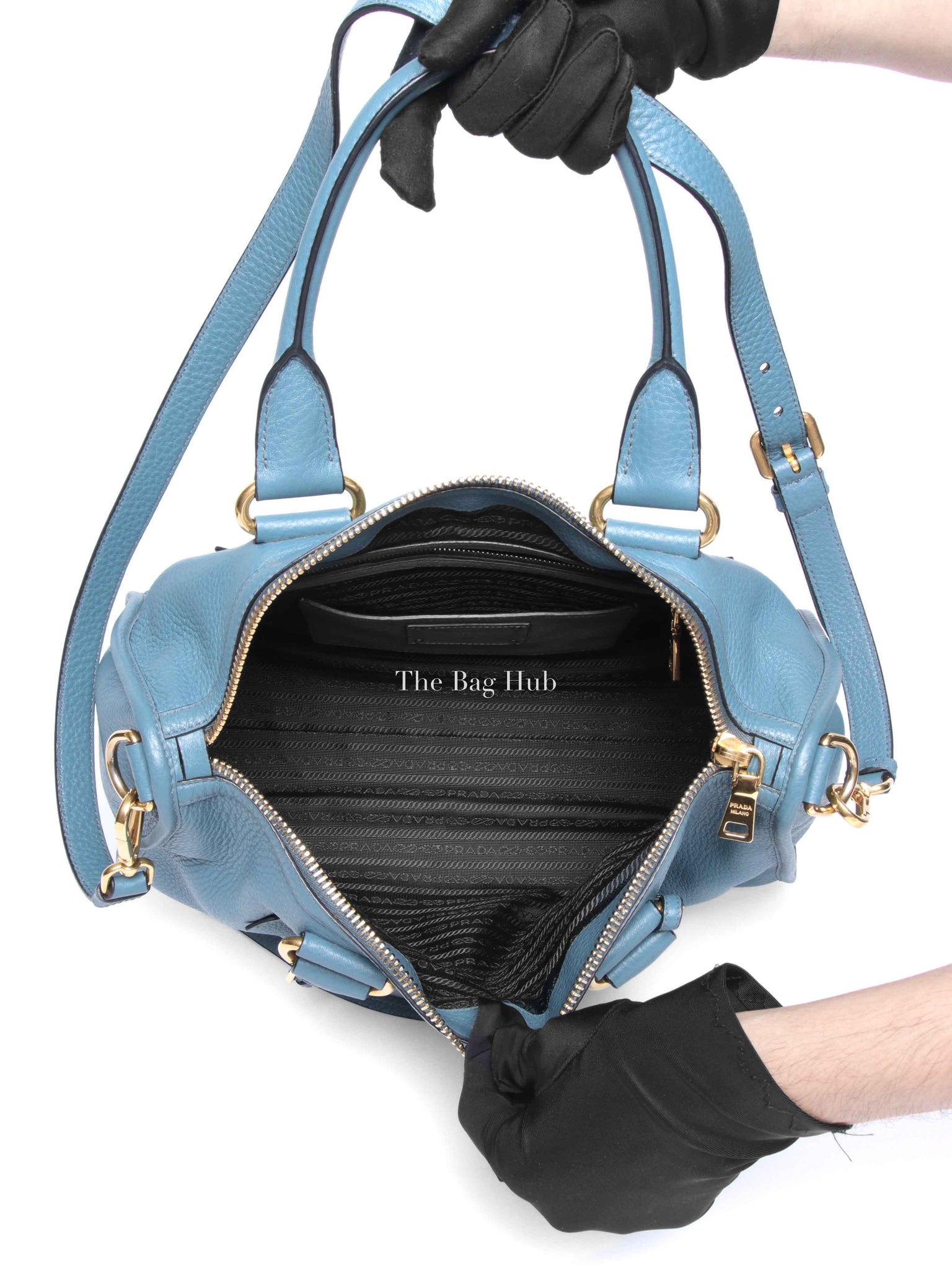 Prada Marine Vitello Daino Bauletto Crossbody Bag