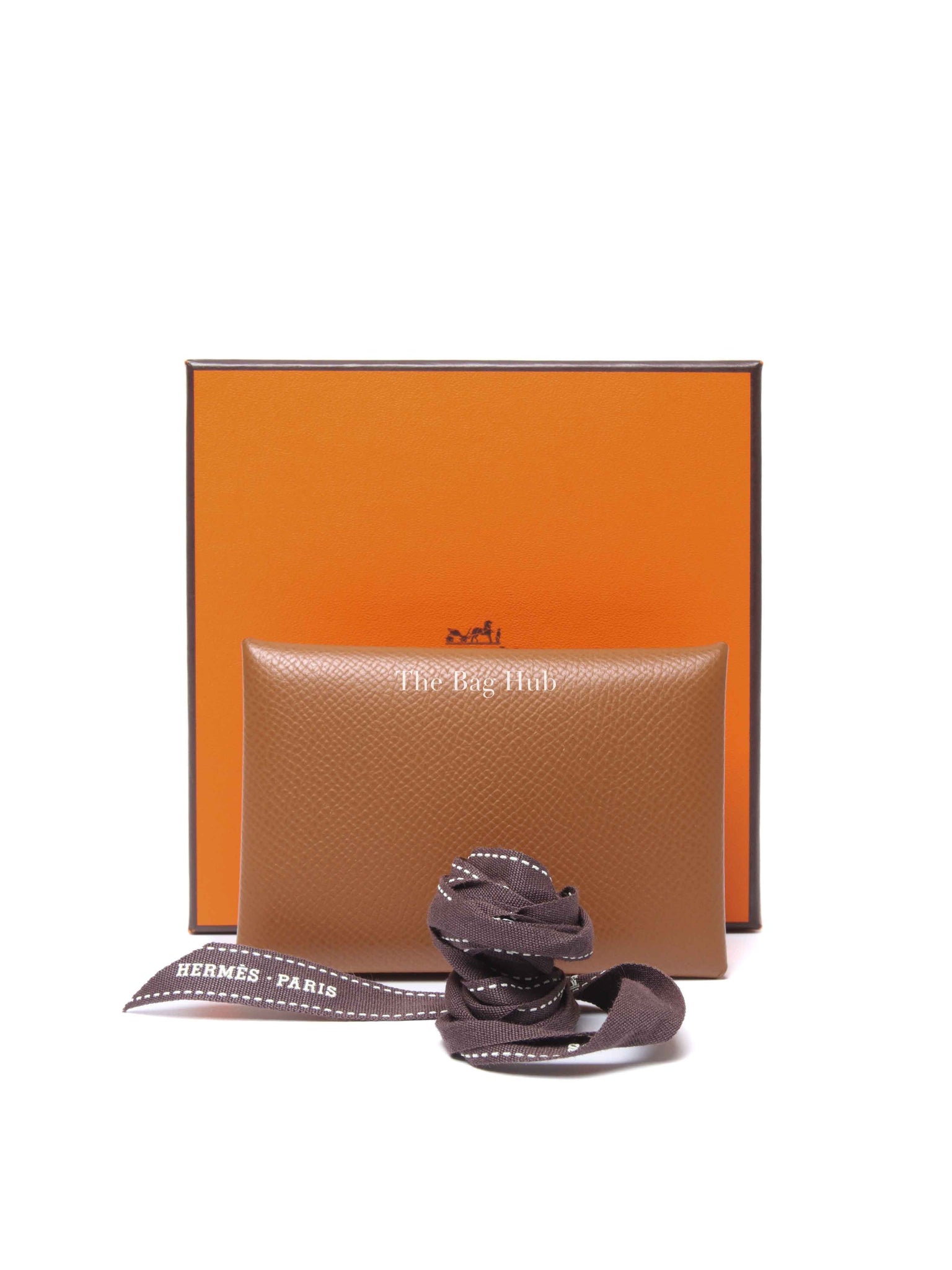 Hermes Gold Epsom Leather Calvi Card Holder