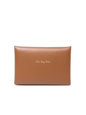 Hermes Gold Epsom Leather Calvi Card Holder