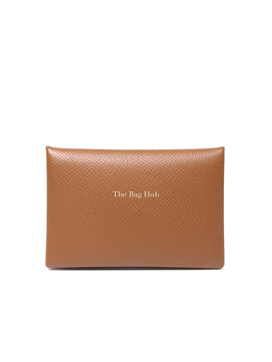 Hermes Gold Epsom Leather Calvi Card Holder