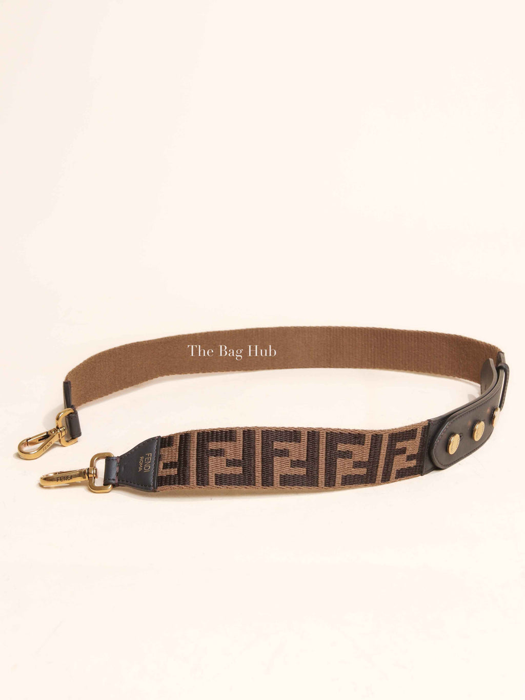 Fendi Brown Azuca Canvas/Leather Shoulder Strap