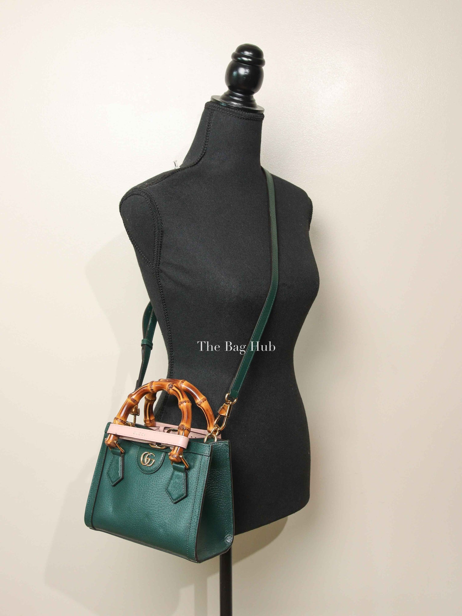 Gucci Green Leather Diana Small Tote Bag