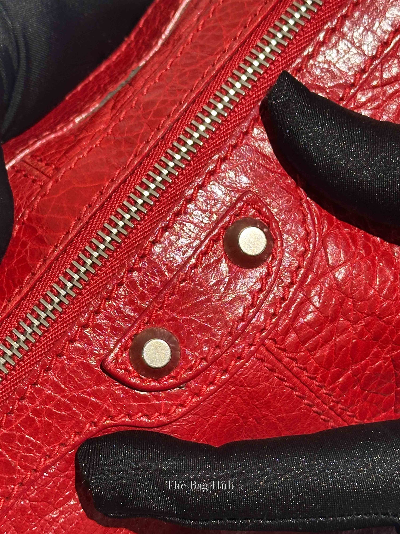 Balenciaga Red Leather Giant 12 Medium Clip Clutch