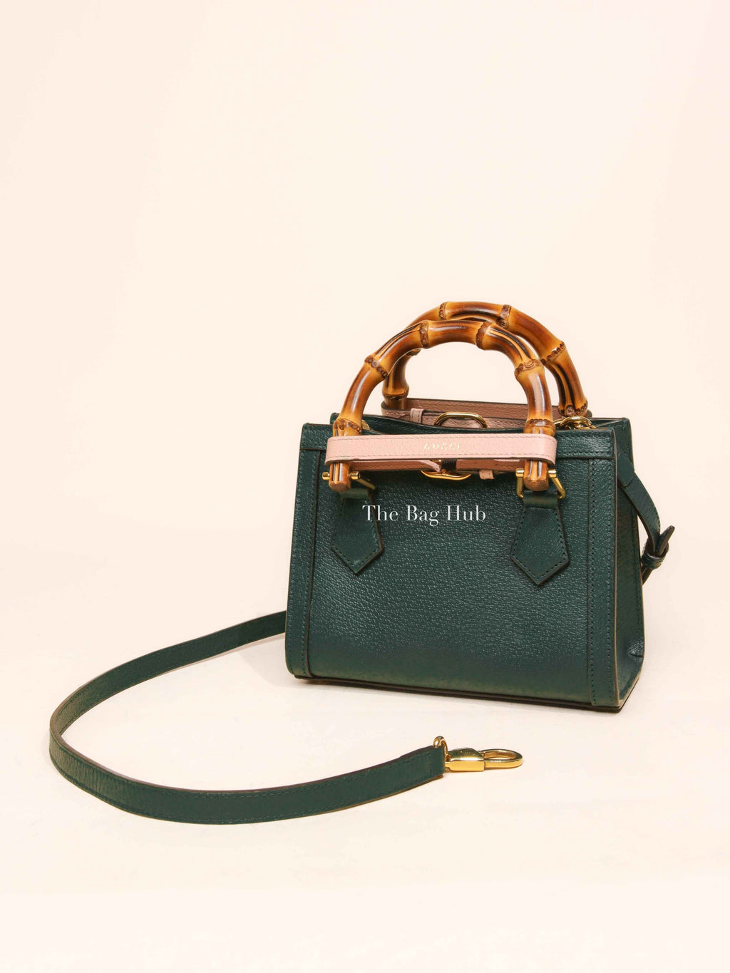 Gucci Green Leather Diana Small Tote Bag