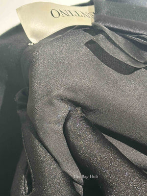 Valentino Black Wool Ruffle Front Detail Stand Collar Jacket Size 4