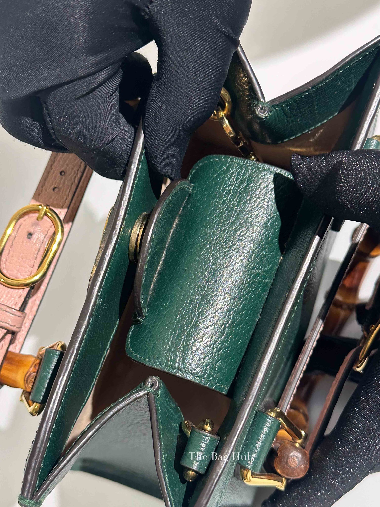 Gucci Green Leather Diana Small Tote Bag