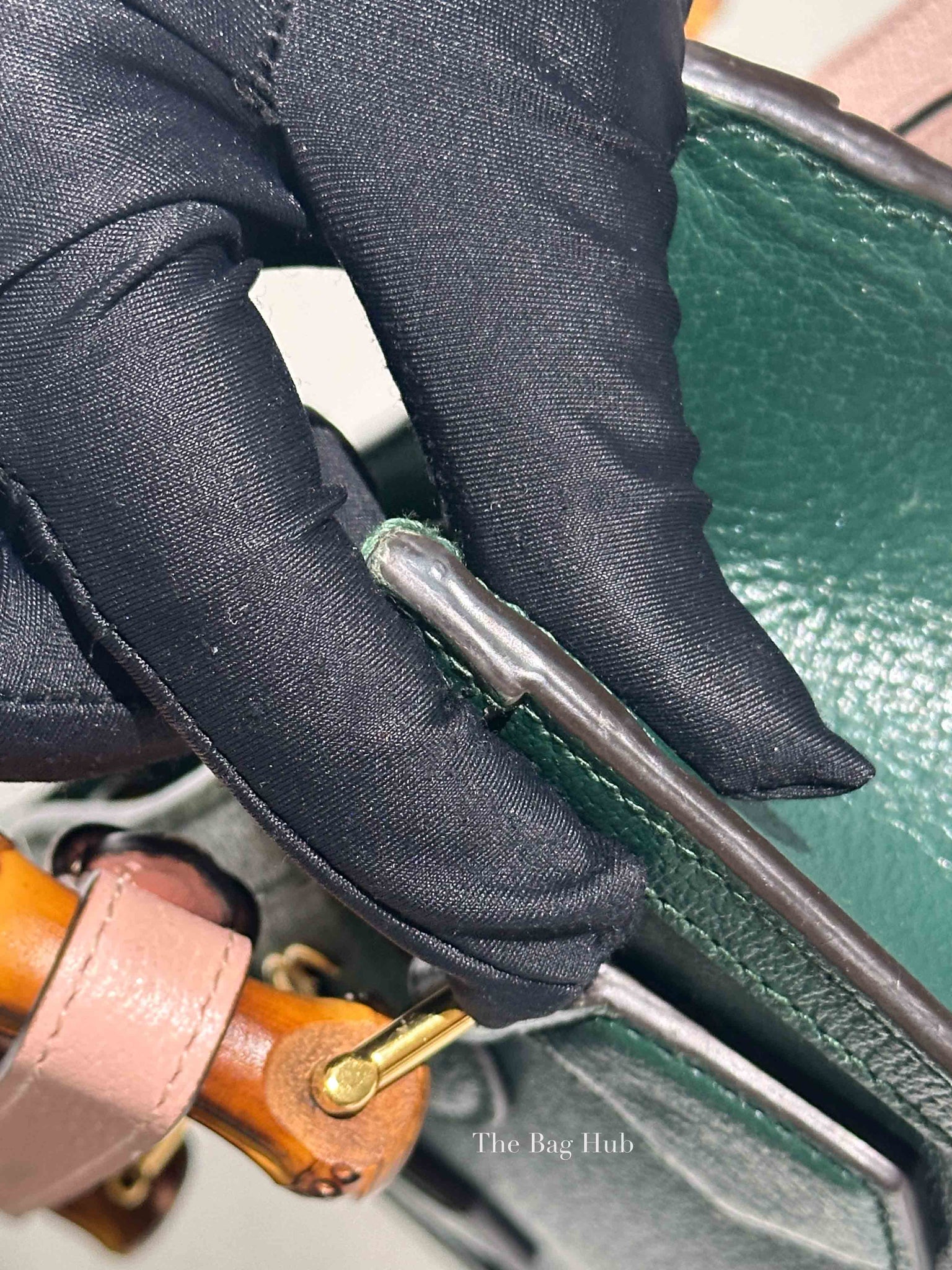 Gucci Green Leather Diana Small Tote Bag