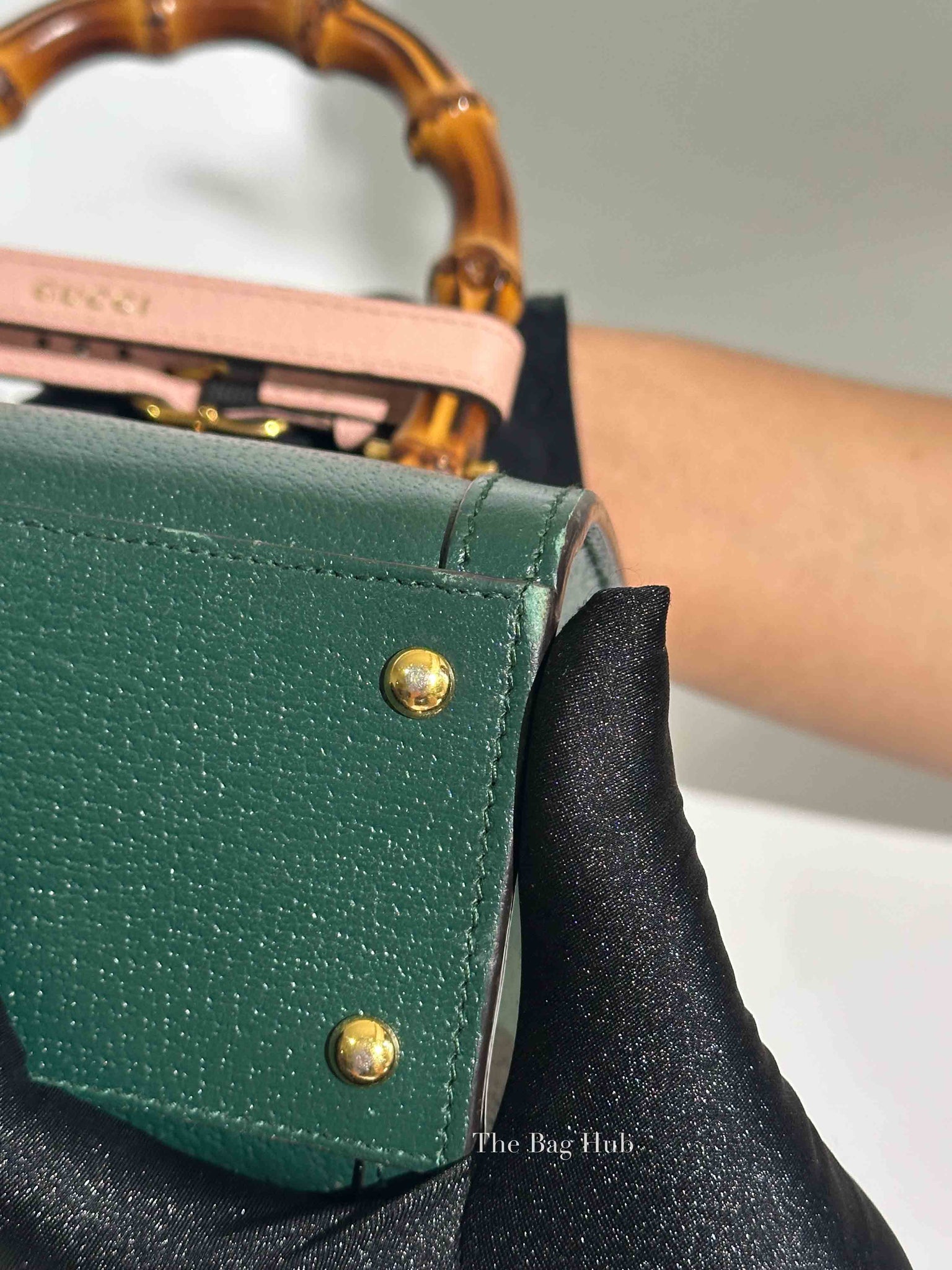 Gucci Green Leather Diana Small Tote Bag