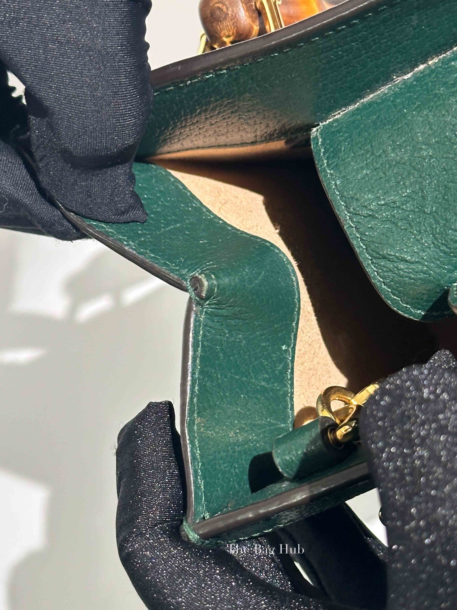 Gucci Green Leather Diana Small Tote Bag