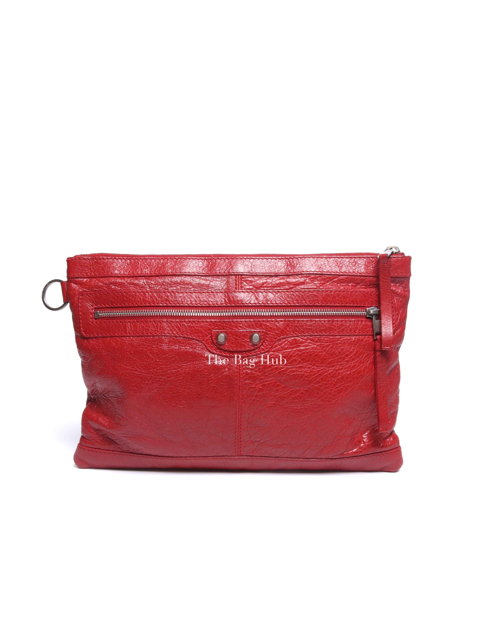 Balenciaga Red Leather Giant 12 Medium Clip Clutch