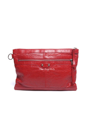 Balenciaga Red Leather Giant 12 Medium Clip Clutch