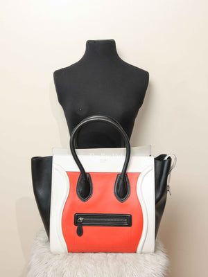 Celine Tri-Color Drummed Calfskin Mini Luggage Tote Bag