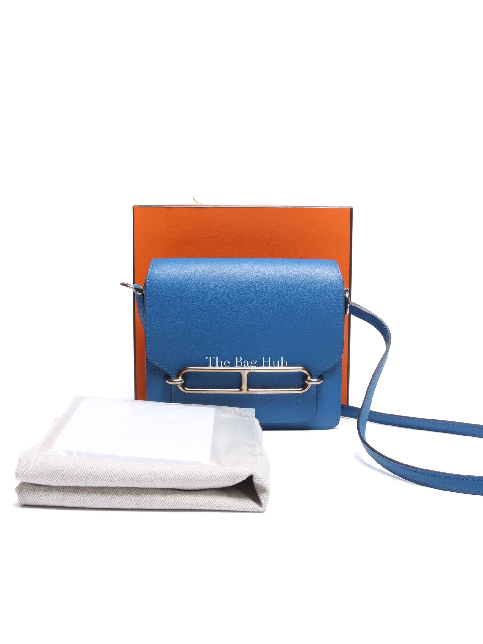 Hermes Bleu Zellige Evercolor Mini Sac Roulis Bag PHW