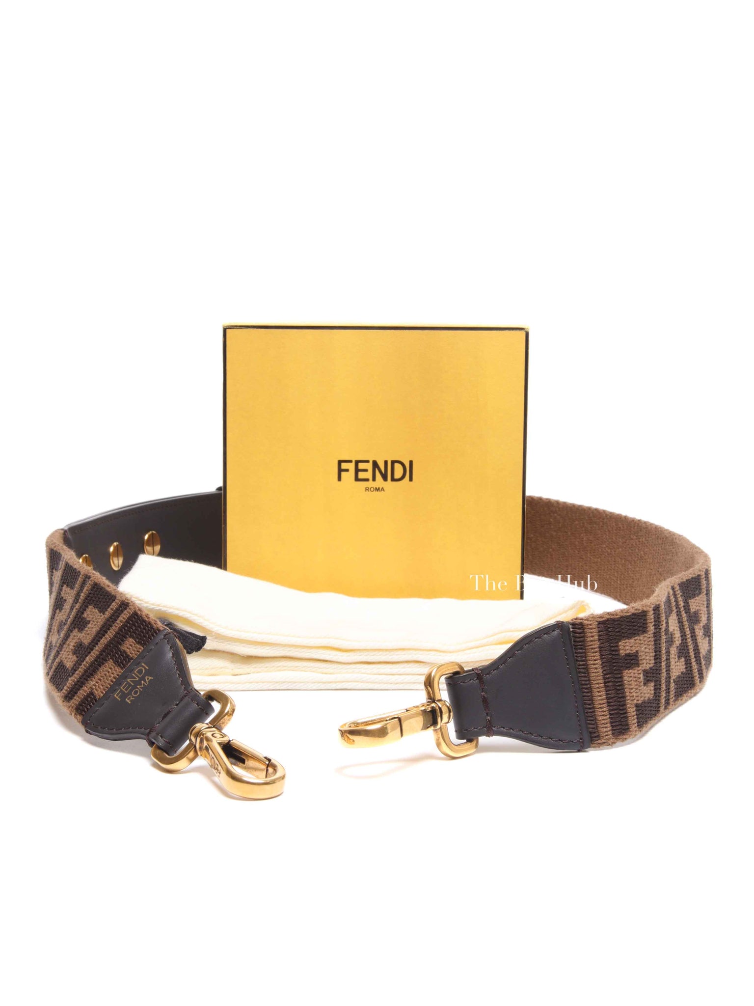 Fendi Brown Azuca Canvas/Leather Shoulder Strap
