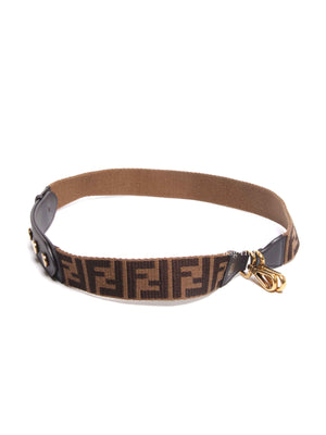 Fendi Brown Azuca Canvas/Leather Shoulder Strap
