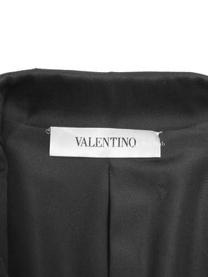 Valentino Black Wool Ruffle Front Detail Stand Collar Jacket Size 4