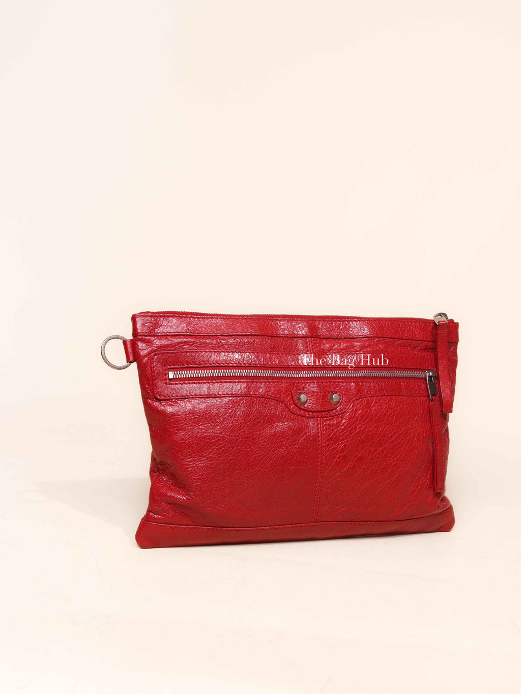 Balenciaga Red Leather Giant 12 Medium Clip Clutch