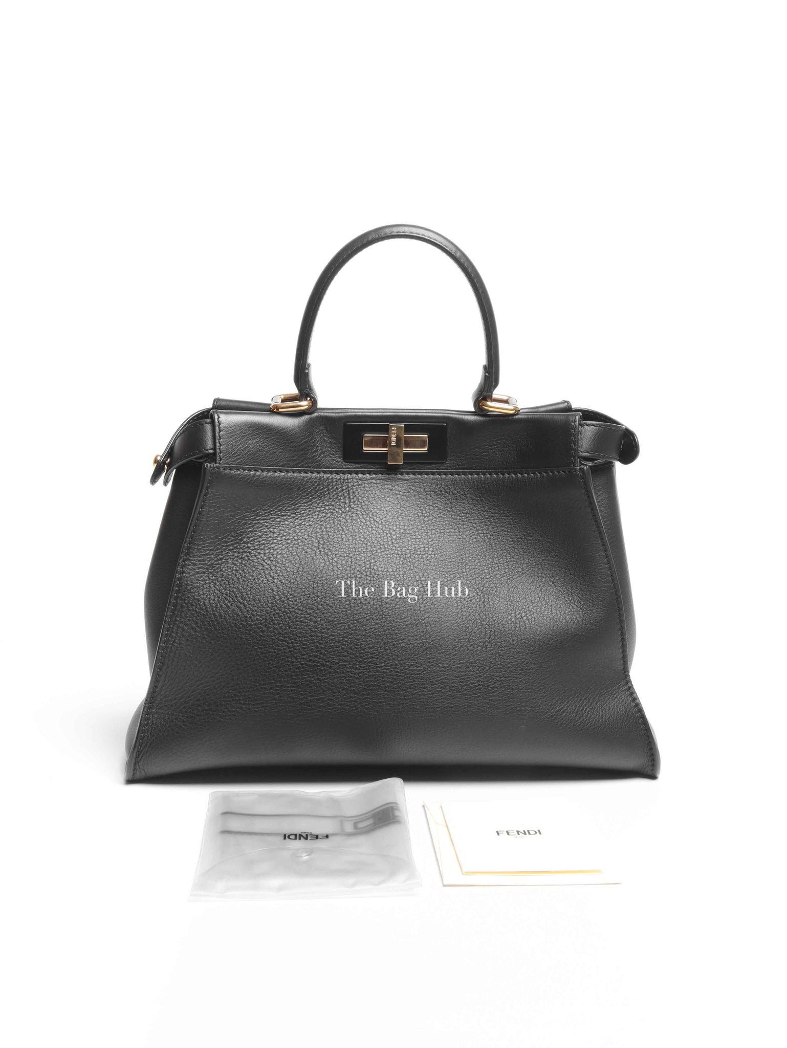 Fendi Black Leather Medium Peekaboo Iconic Shoulder Bag