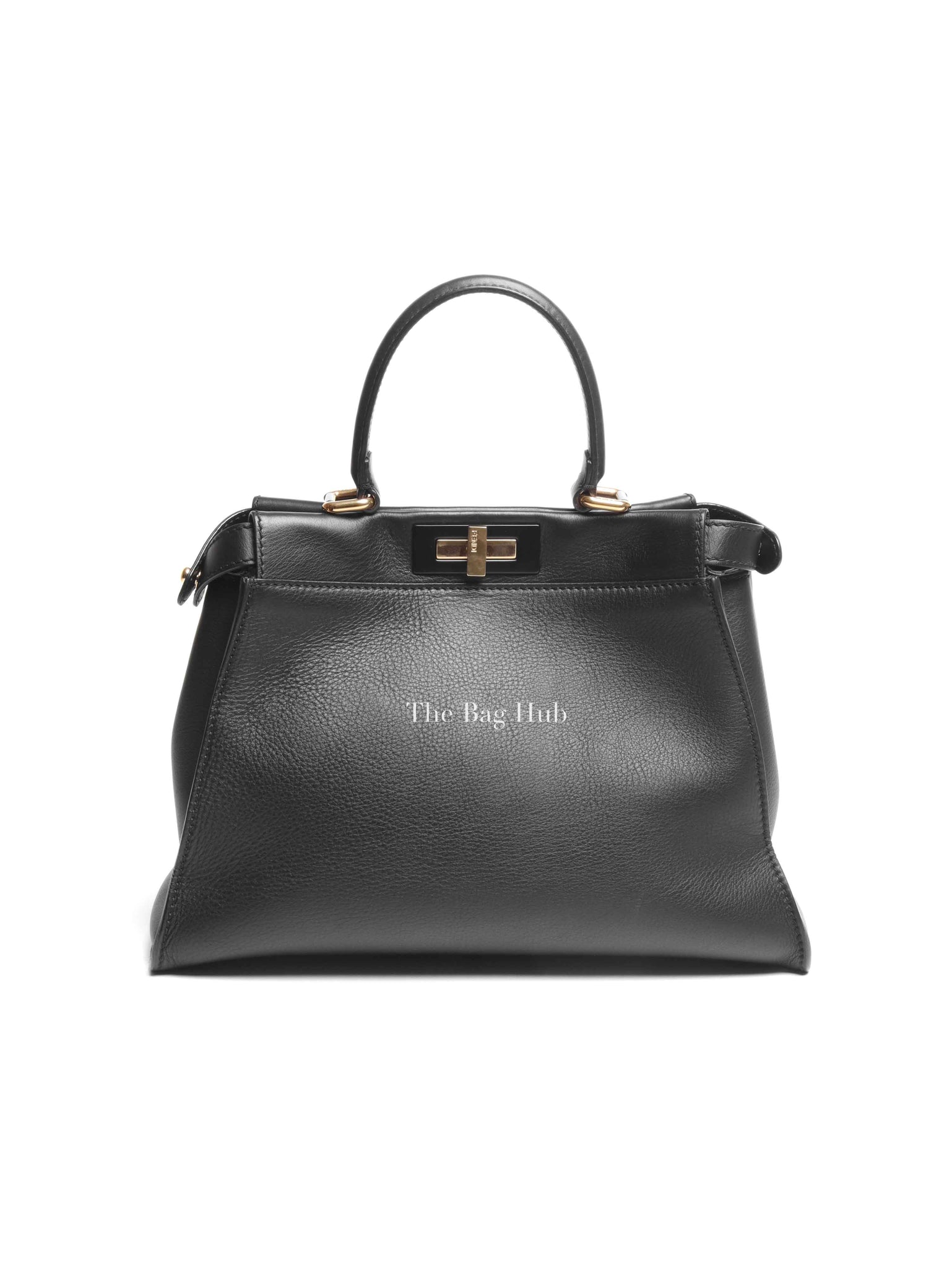 Fendi Black Leather Medium Peekaboo Iconic Shoulder Bag