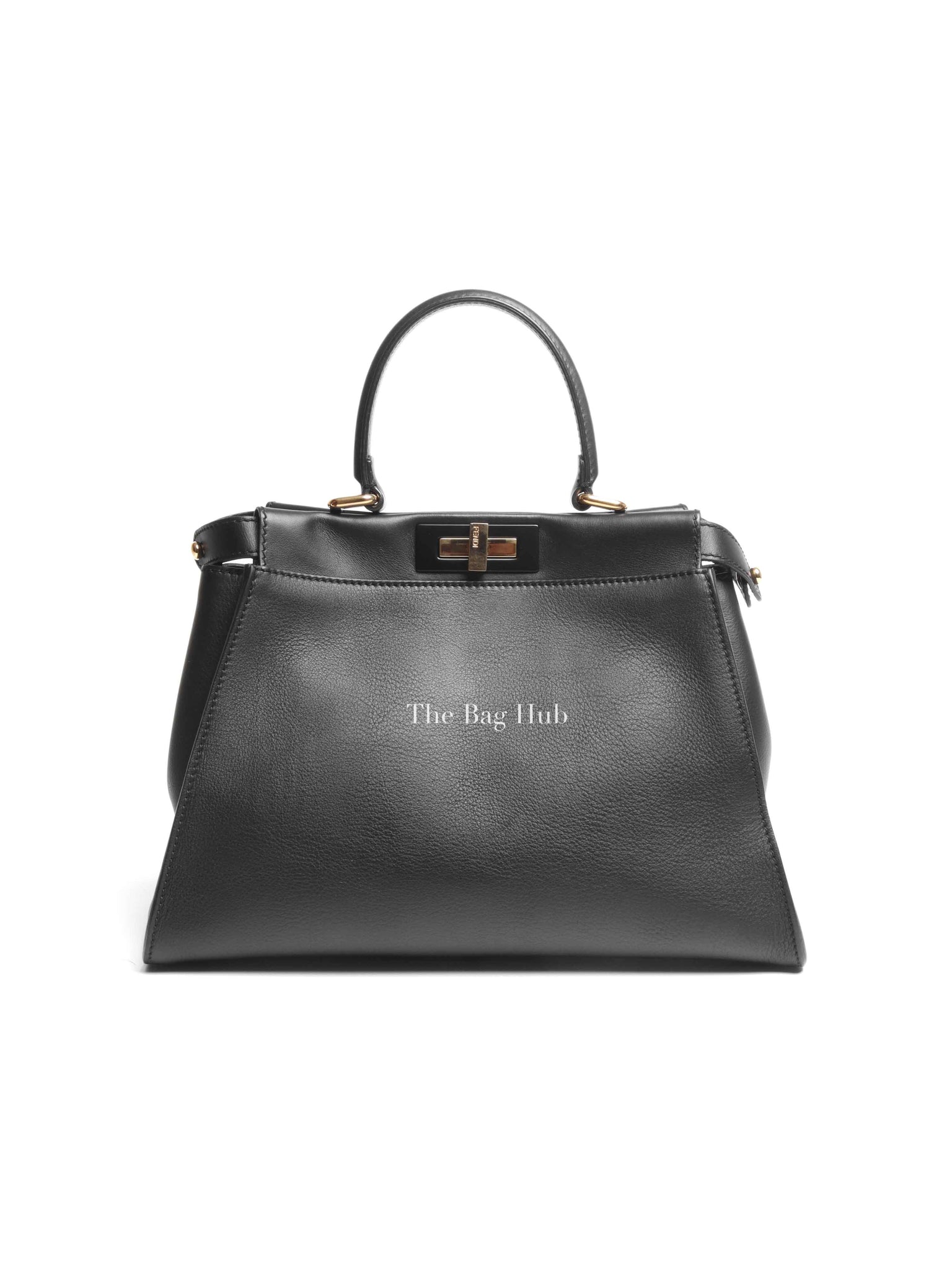 Fendi Black Leather Medium Peekaboo Iconic Shoulder Bag