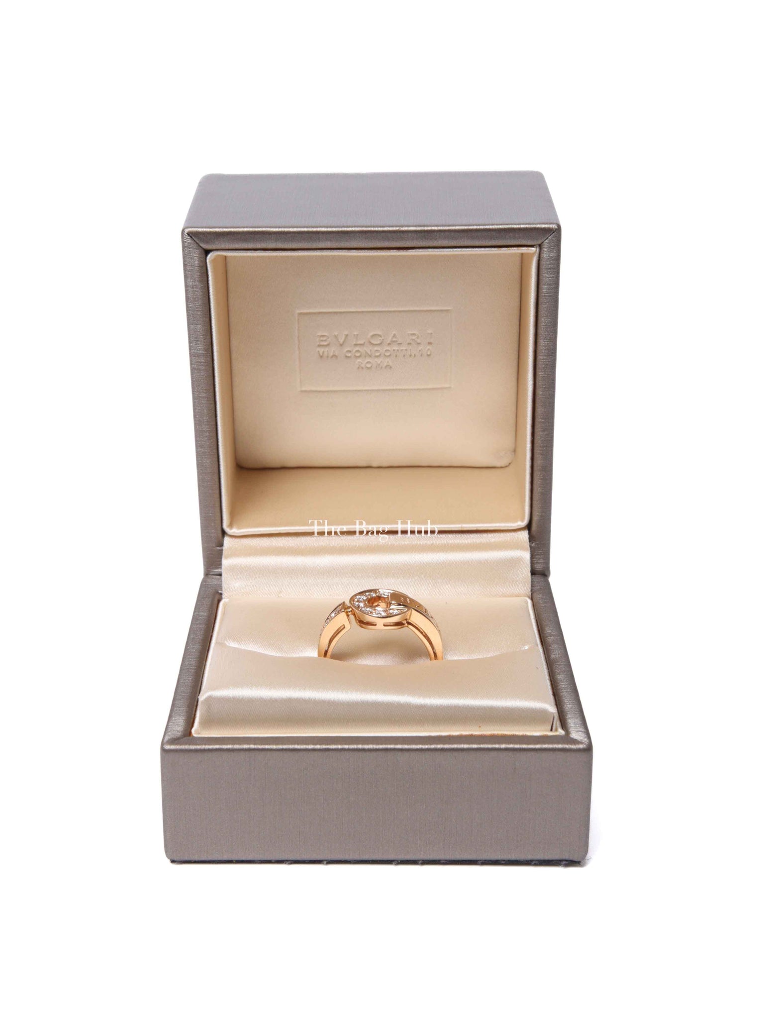 Bvlgari Rose Gold w/ pavÉ Diamond 18k Ring Size 49