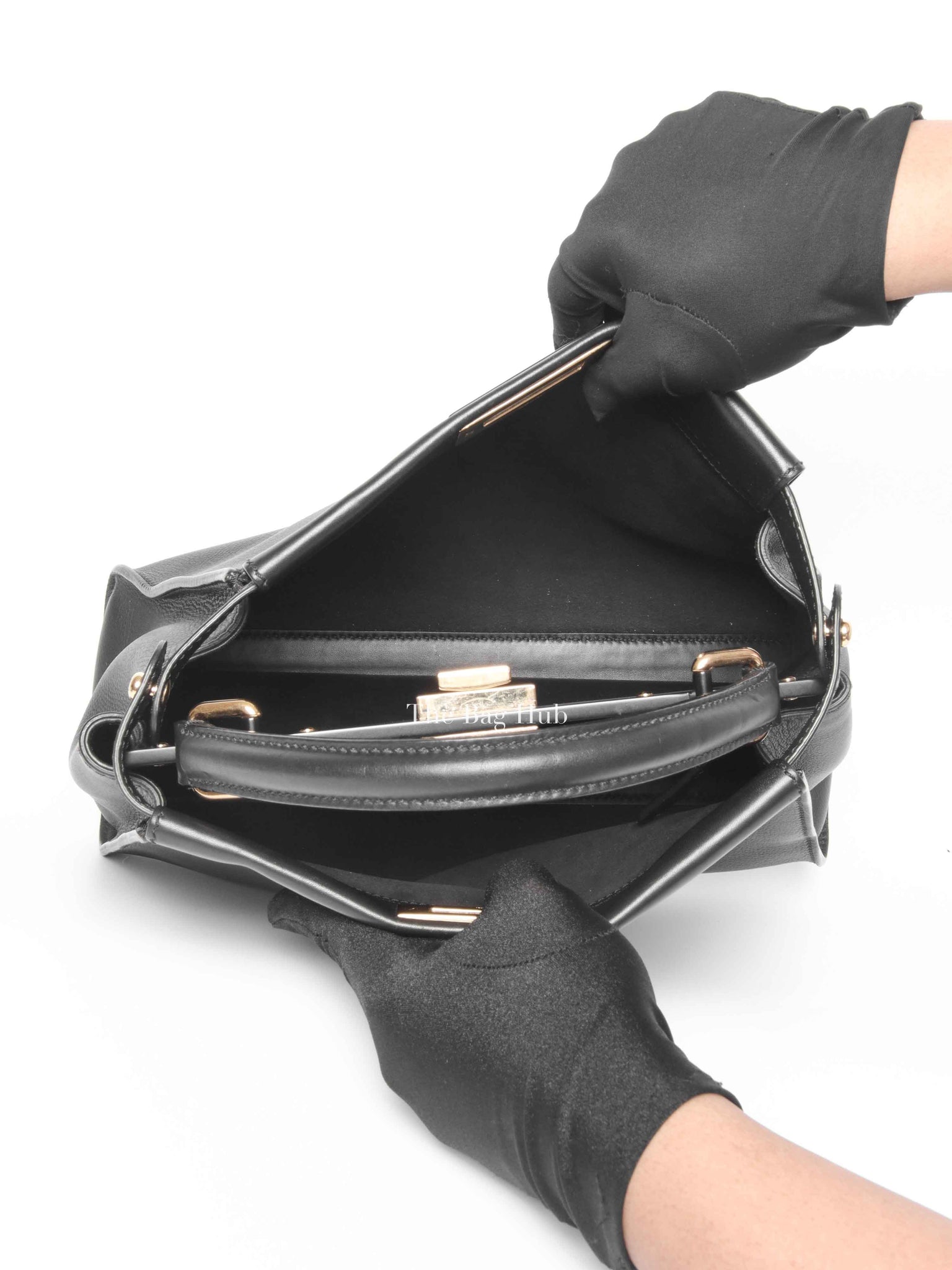 Fendi Black Leather Medium Peekaboo Iconic Shoulder Bag