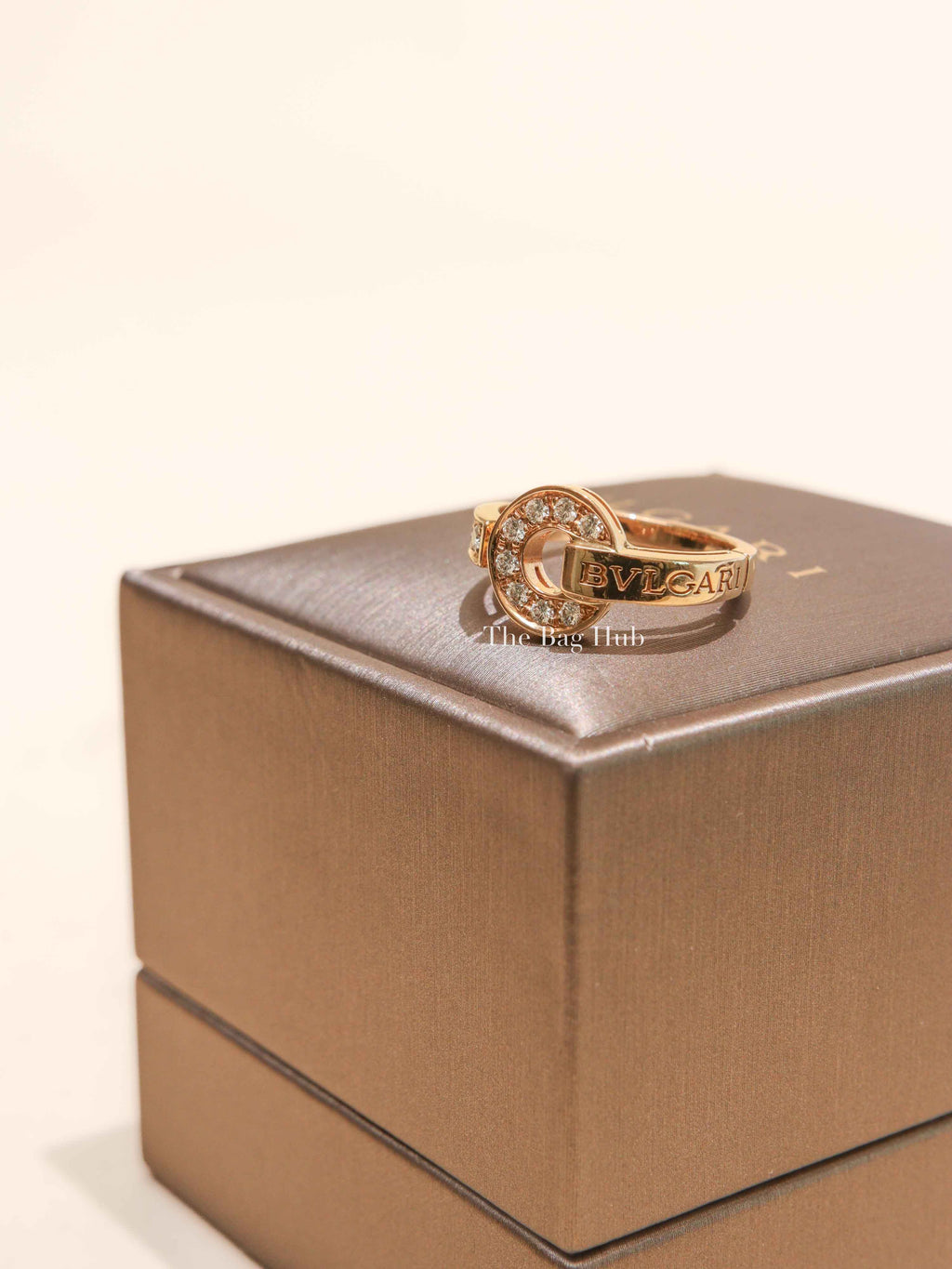 Bvlgari Rose Gold w/ pavÉ Diamond 18k Ring Size 49