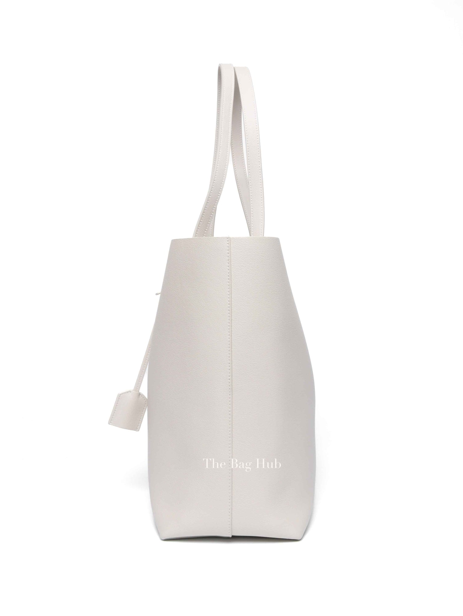 Saint Laurent Pearl White Leather Bold East/West Shopping Tote Bag