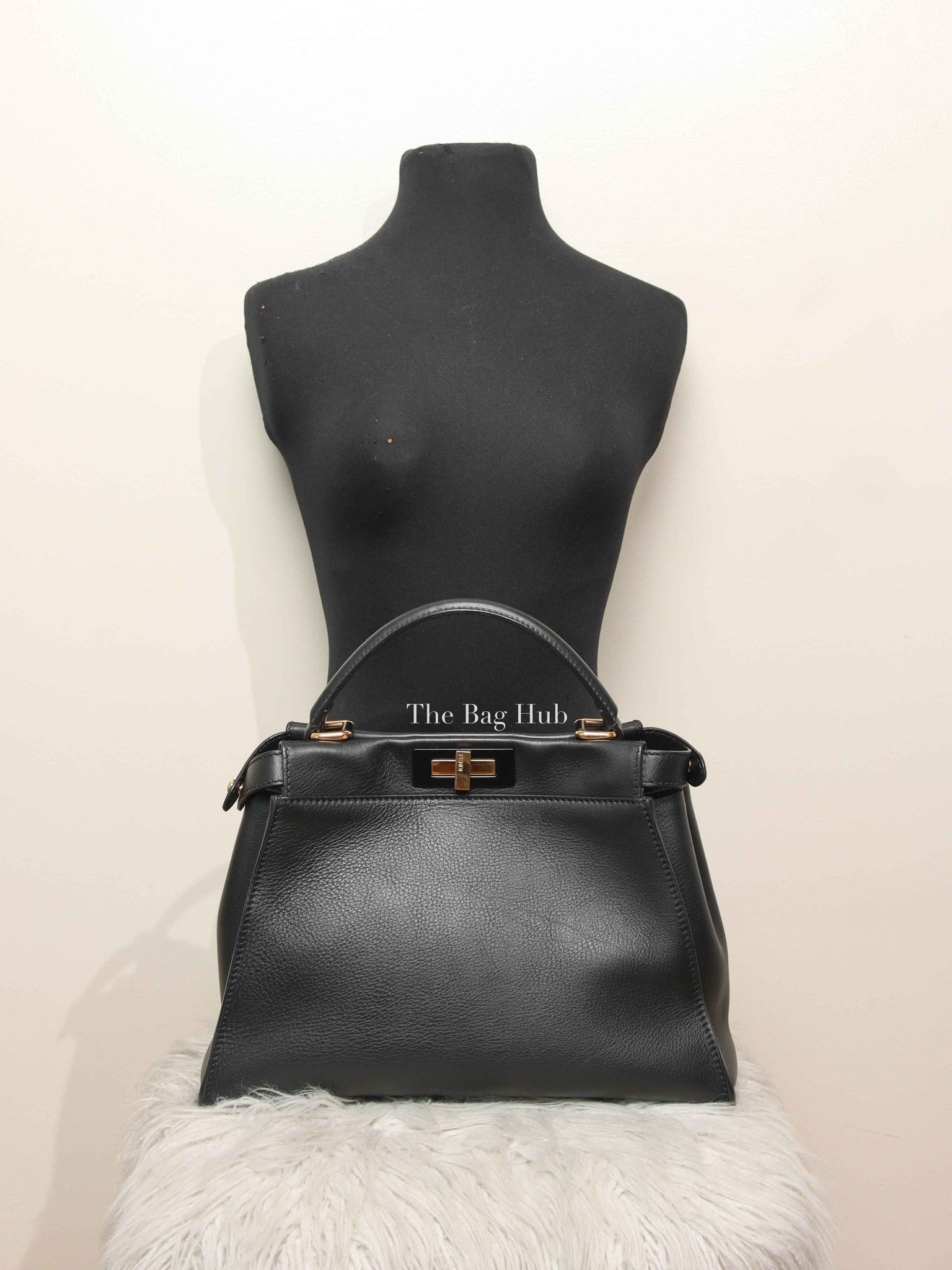 Fendi Black Leather Medium Peekaboo Iconic Shoulder Bag