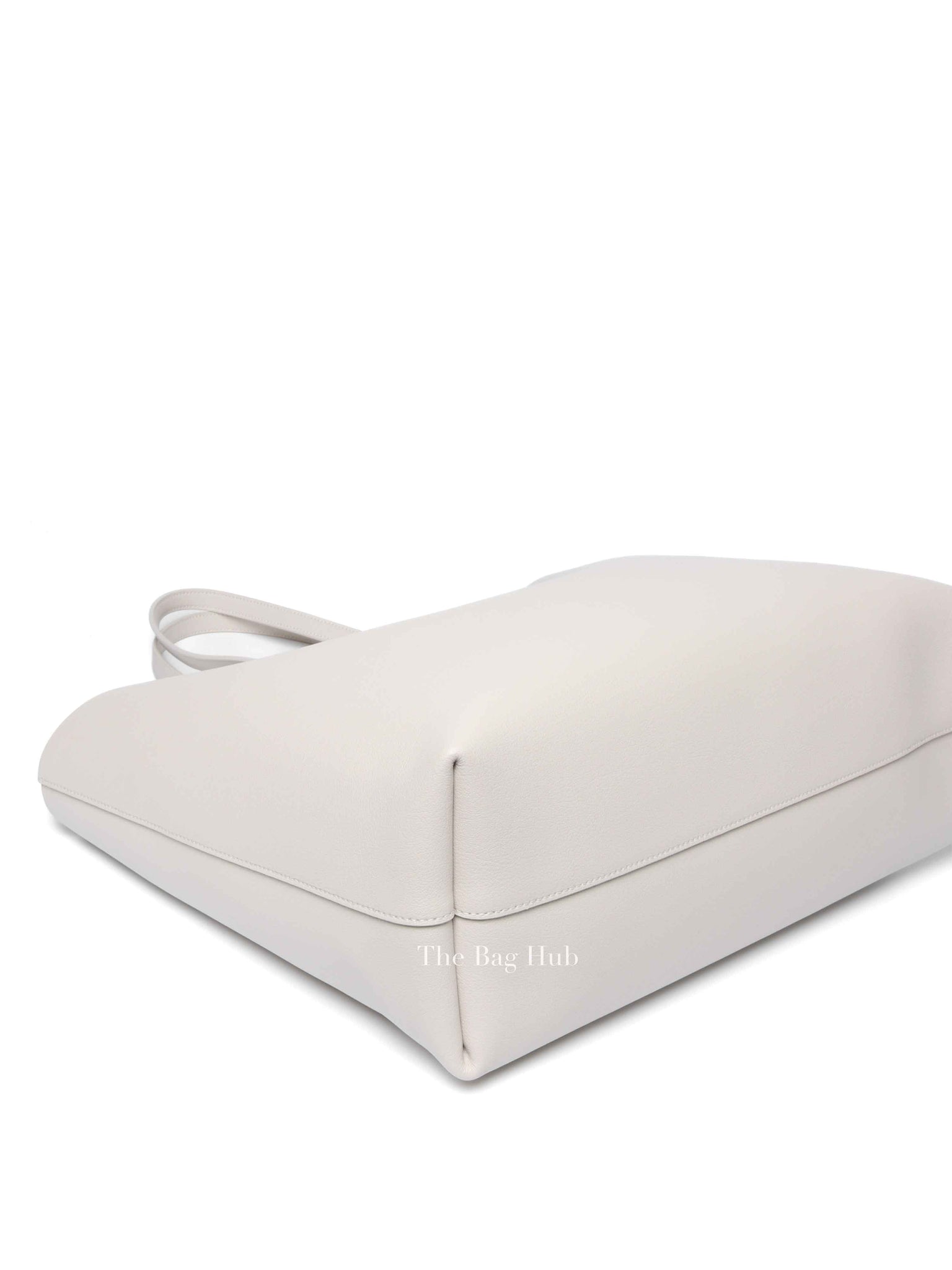 Saint Laurent Pearl White Leather Bold East/West Shopping Tote Bag