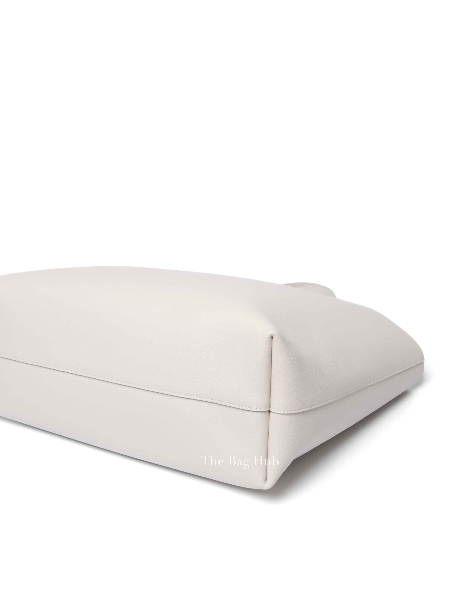 Saint Laurent Pearl White Leather Bold East/West Shopping Tote Bag