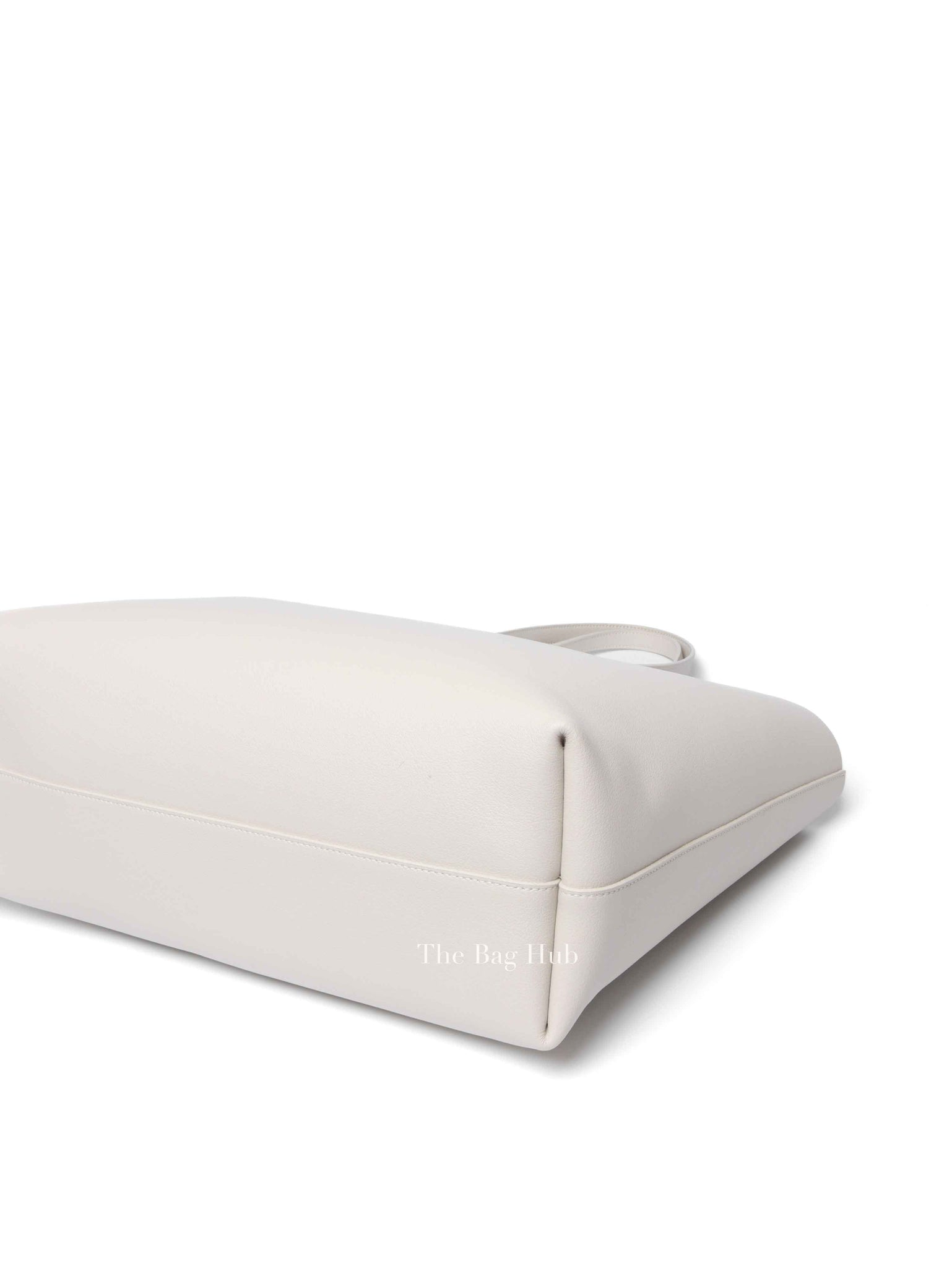 Saint Laurent Pearl White Leather Bold East/West Shopping Tote Bag