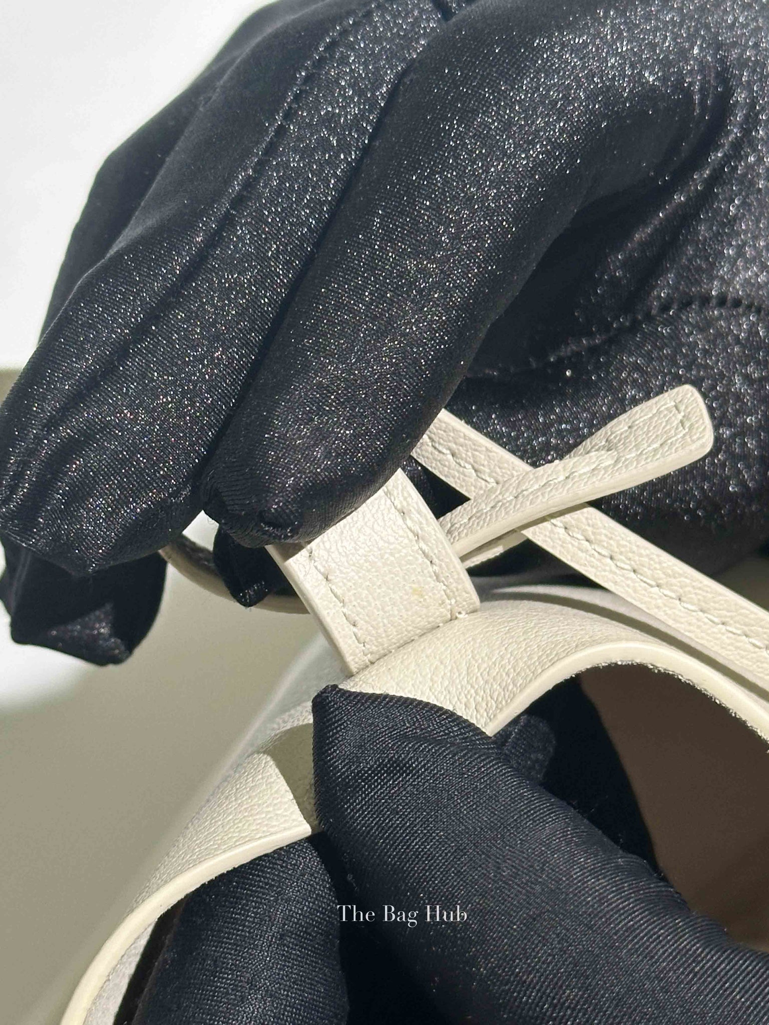 Saint Laurent Pearl White Leather Bold East/West Shopping Tote Bag