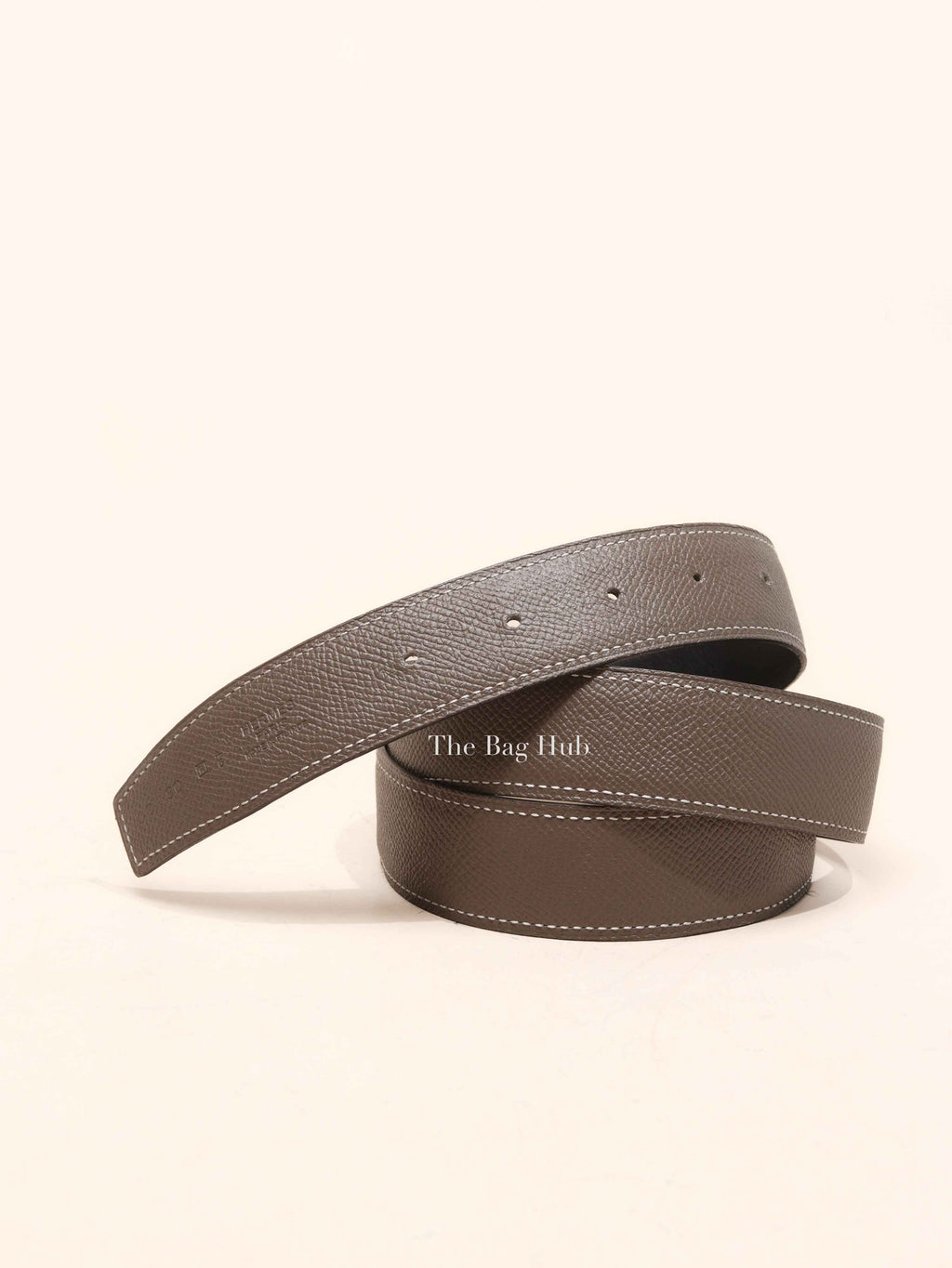 Hermes Noir/Etoupe Togo/Calfskin Reversible Belt Strap Size 90