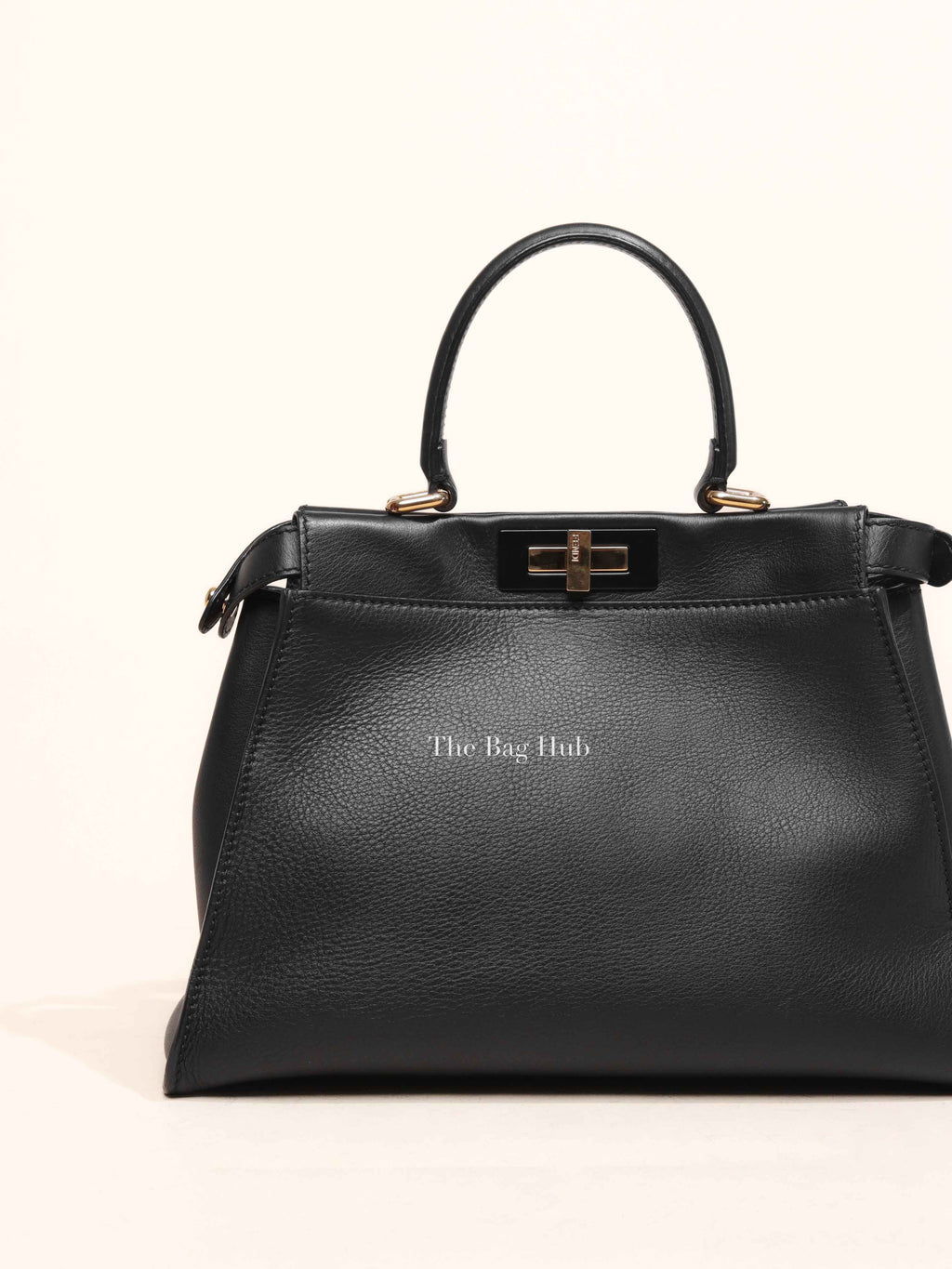 Fendi Black Leather Medium Peekaboo Iconic Shoulder Bag