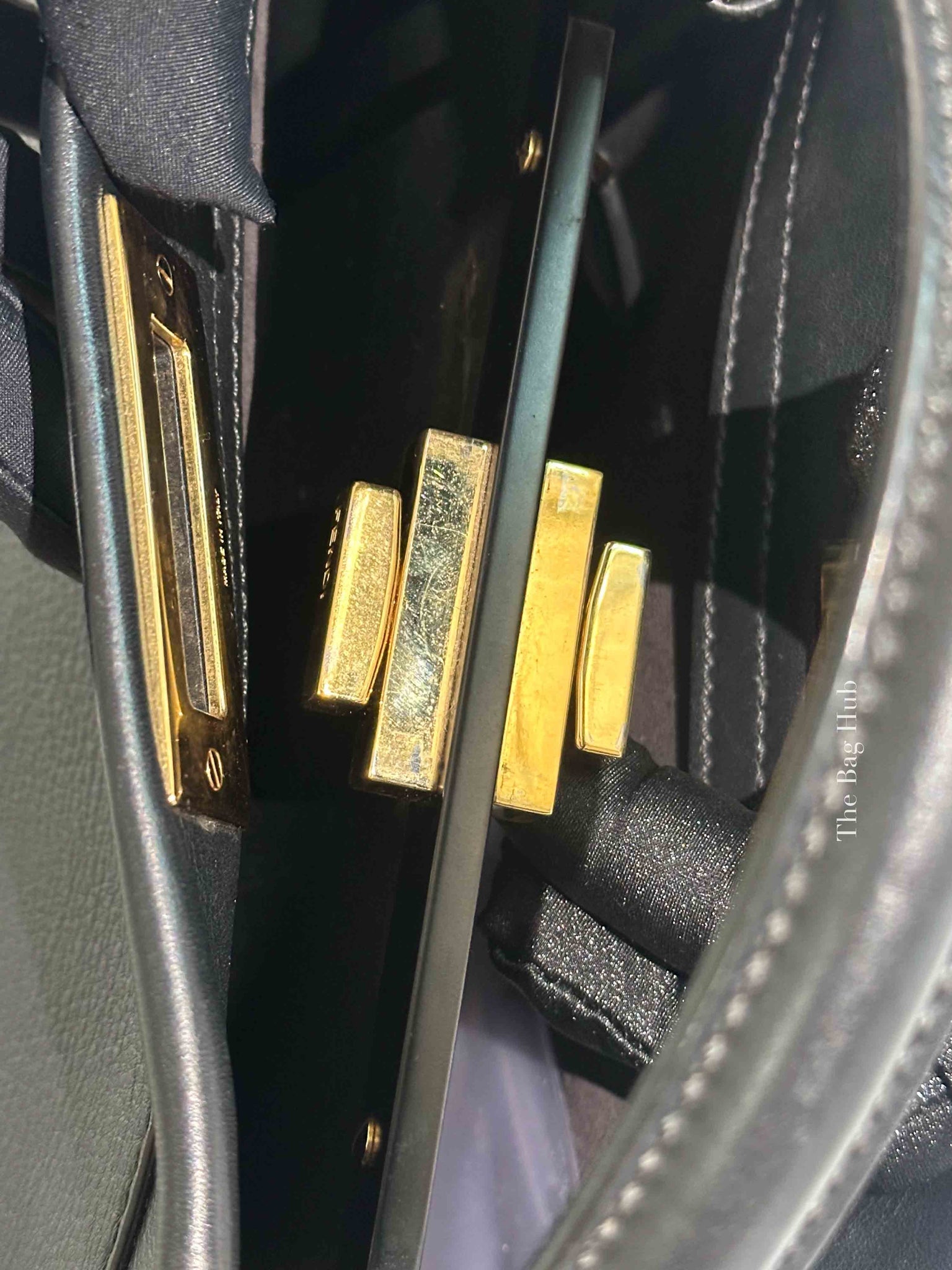 Fendi Black Leather Medium Peekaboo Iconic Shoulder Bag