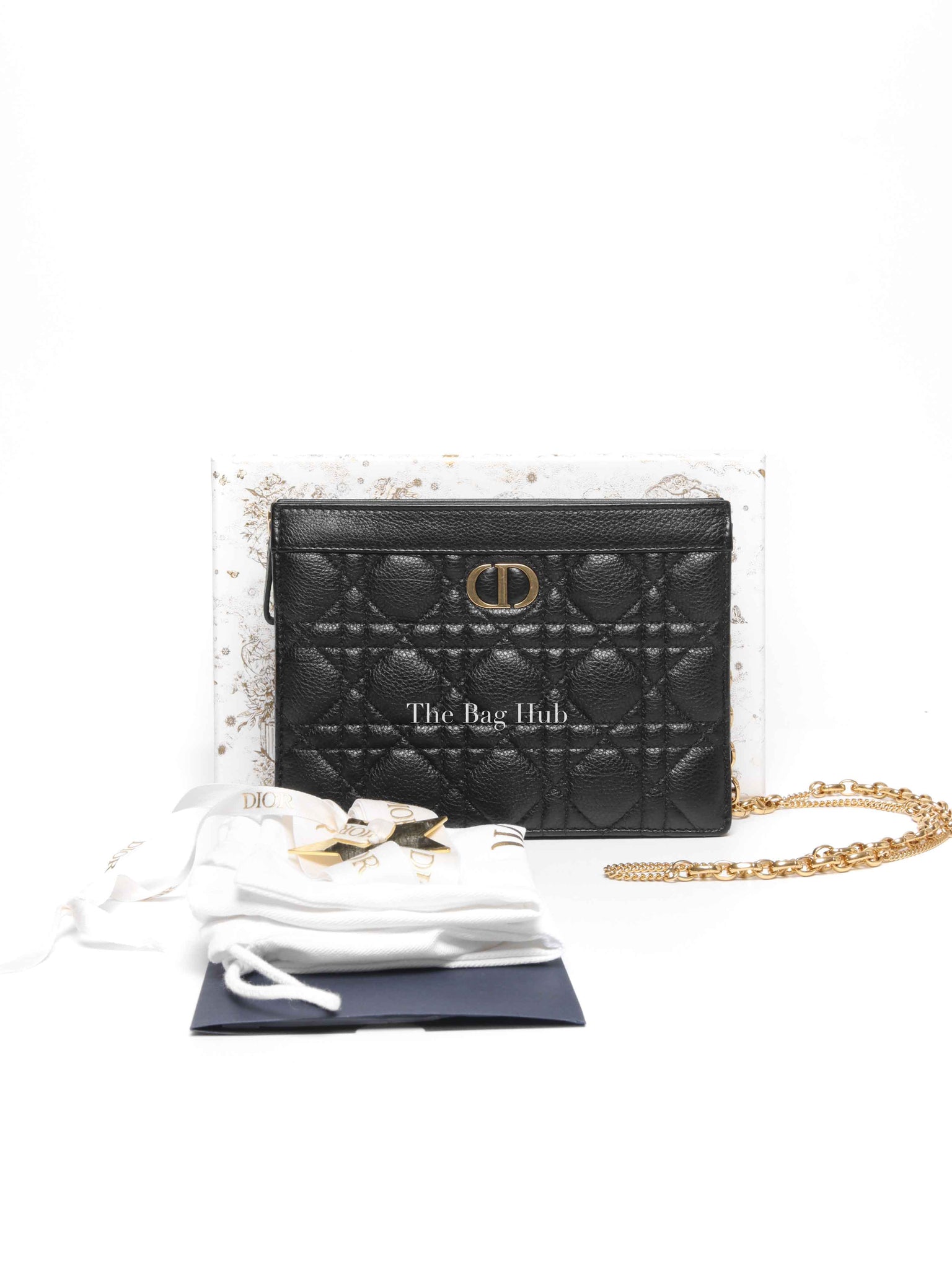 Dior Black Supple Cannage Calfskin Caro Every Dior Pouch