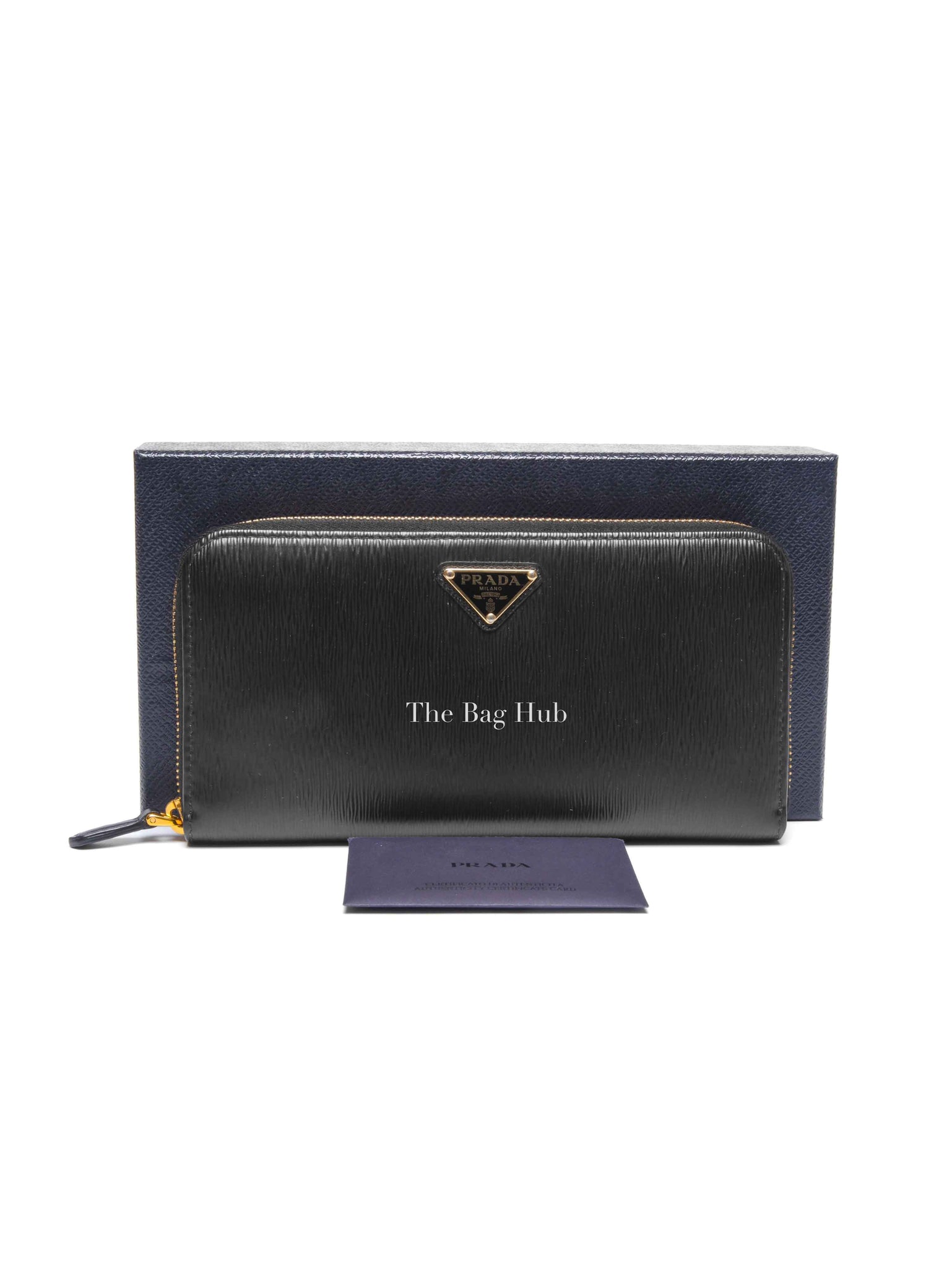 Prada Black Leather Vitello Move Zip Around Long Wallet 1ML506