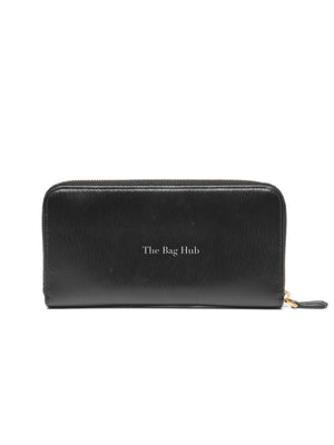 Prada Black Leather Vitello Move Zip Around Long Wallet 1ML506