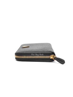 Prada Black Leather Vitello Move Zip Around Long Wallet 1ML506