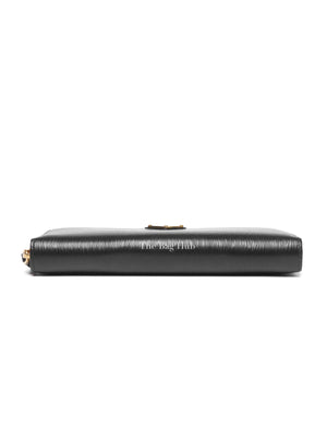 Prada Black Leather Vitello Move Zip Around Long Wallet 1ML506