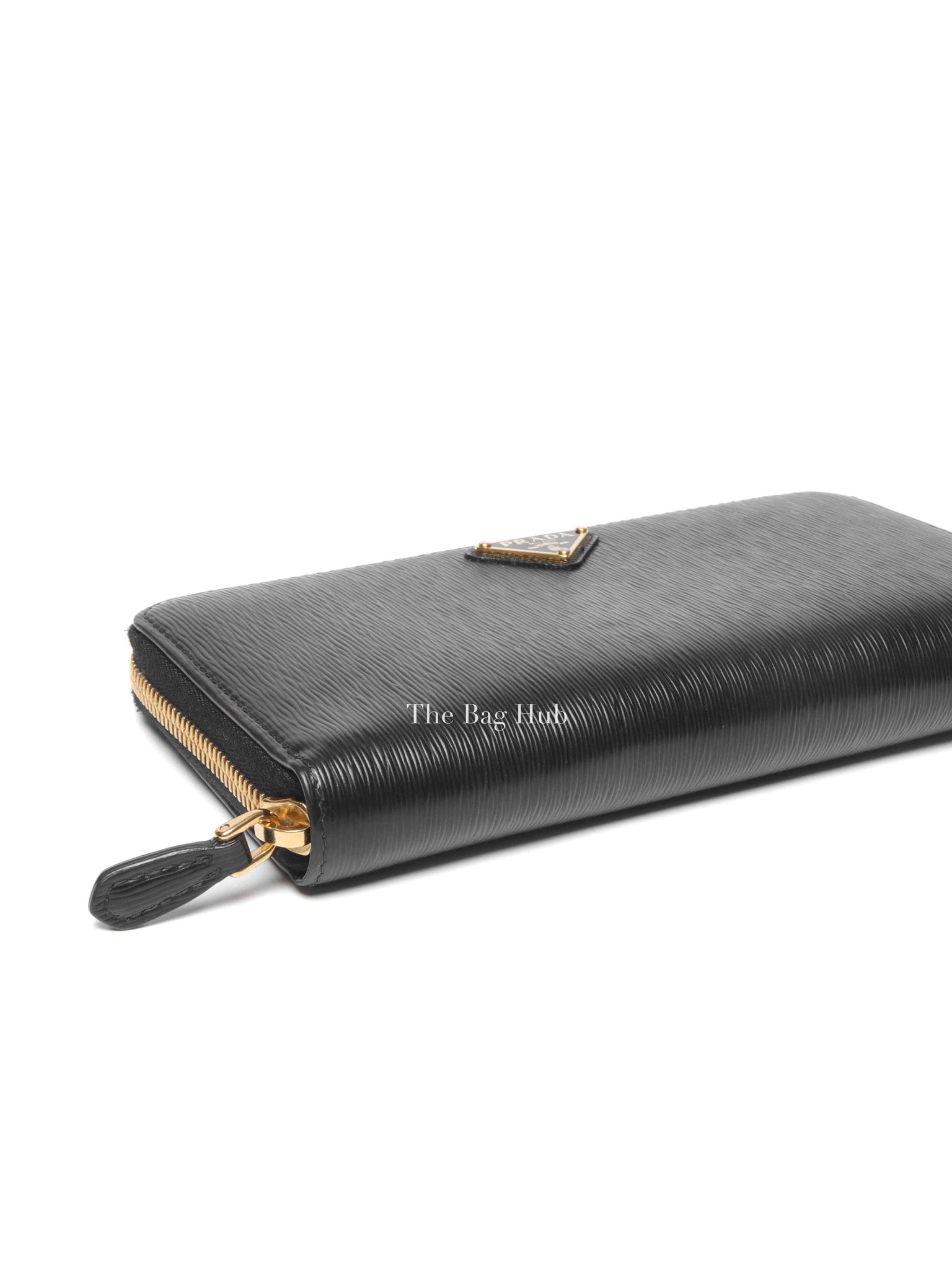 Prada Black Leather Vitello Move Zip Around Long Wallet 1ML506