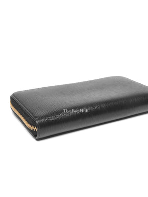 Prada Black Leather Vitello Move Zip Around Long Wallet 1ML506
