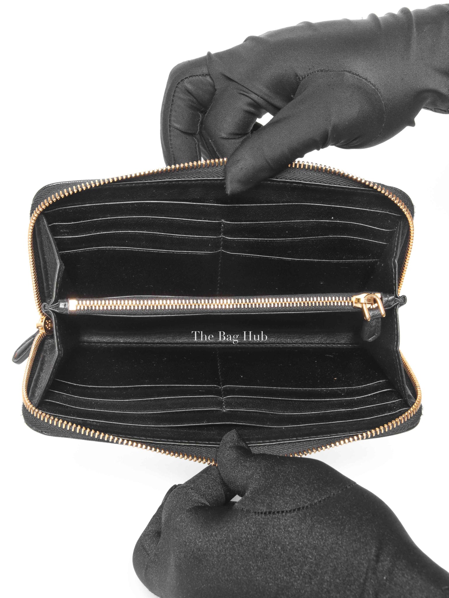 Prada Black Leather Vitello Move Zip Around Long Wallet 1ML506